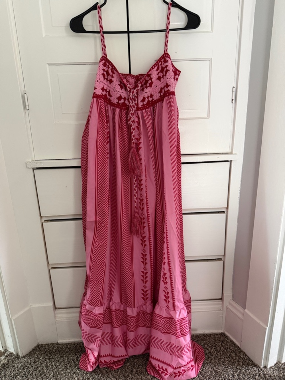 SHEIN Pink and Dark Pink Printed Maxi Dress